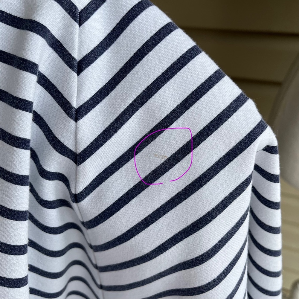 •Lands’ End• Ponte Knit A-Line Navy Stripe Skirt - Size Medium - Picture 8 of 9